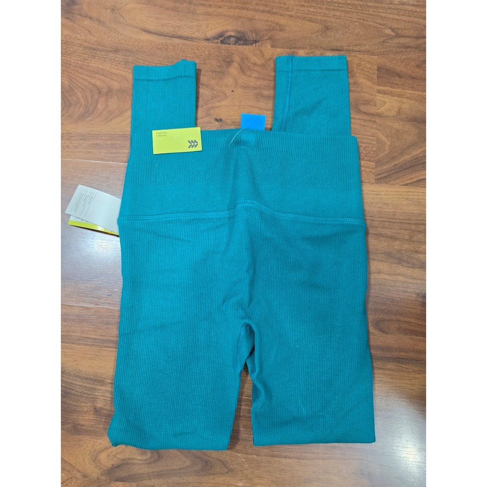 NWT All in Motion Rib Seamless Legging Medium Aqua Green High Rise Activewear - Picture 5 of 5